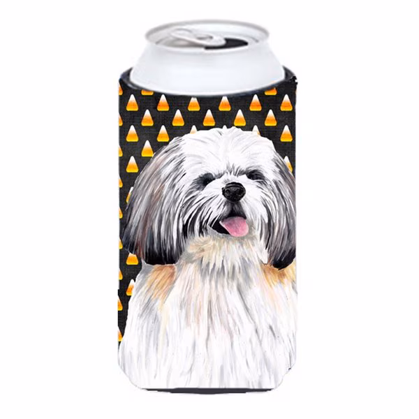 Shih Tzu Candy Corn Halloween Portrait Tall Boy  Hugger
